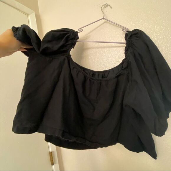 Abercrombie & Fitch Linen puff Sleeve Crop Top Tia Booth collab square neck XXL - Picture 4 of 10